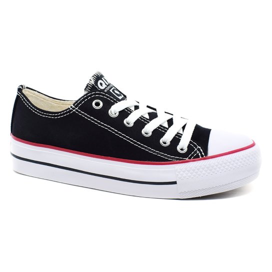 Tênis Qix Hills Low Plataforma Feminino - Preto Menor preço em Tênis Qix Hills Low Plataforma Feminino - Preto
