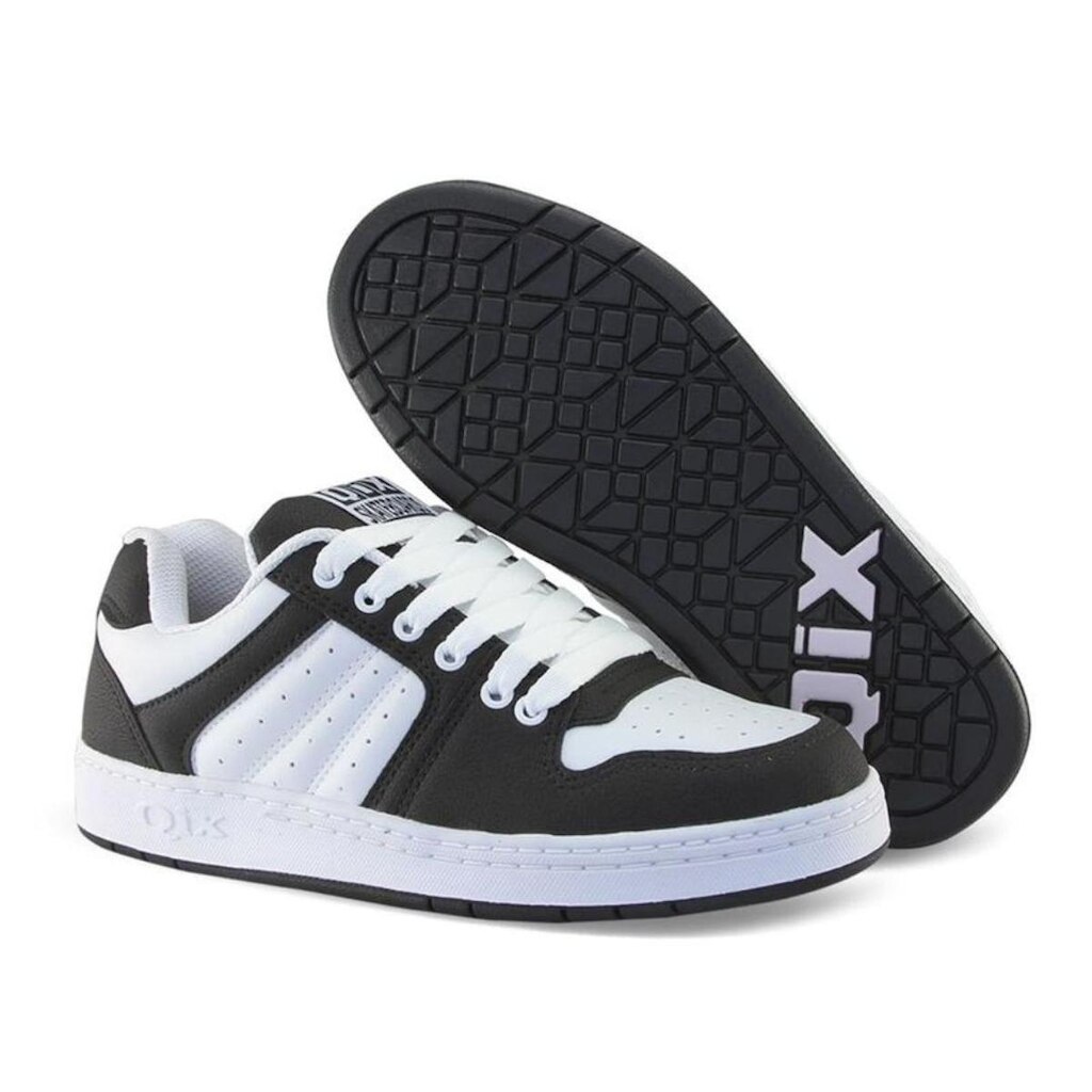 Tênis QIX Skate 80'S Retrô Original Preto/Branco