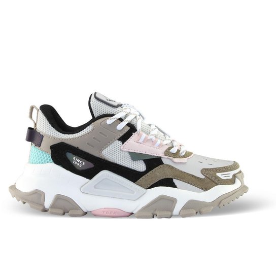Tênis Qix Trek Estilo Casual Rua - Bege+Rosa Menor preço em Tênis Qix Trek Estilo Casual Rua - Bege+Rosa