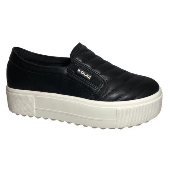 Tênis Quiz Slip-on Platform Liso Feminino - Preto Menor preço em Tênis Quiz Slip-on Platform Liso Feminino - Preto