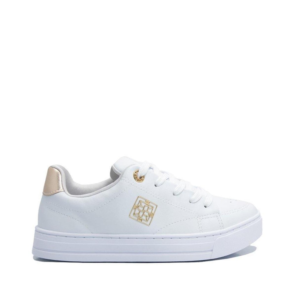 Tenis Ramarim Branco Detalhe Dourado