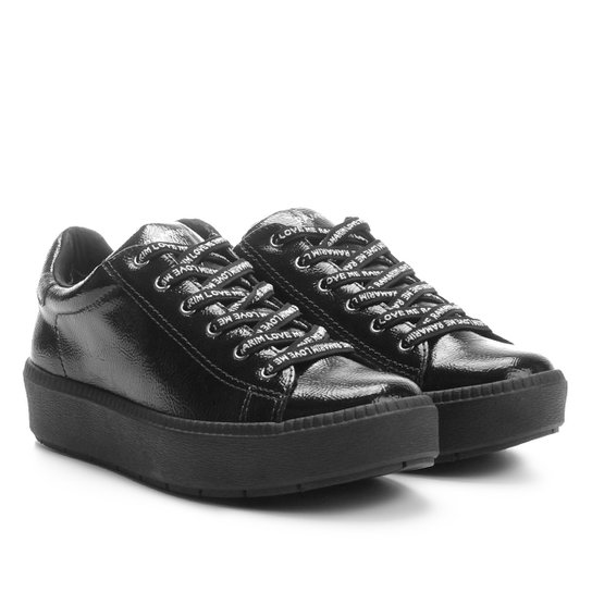 Tênis Ramarim Cadarço Estampado Feminino - Preto