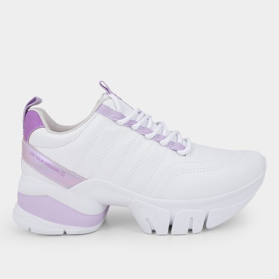 Tênis Ramarim Chunky Feminino - Branco+Lilás Menor preço em Tênis Ramarim Chunky Feminino - Branco+Lilás