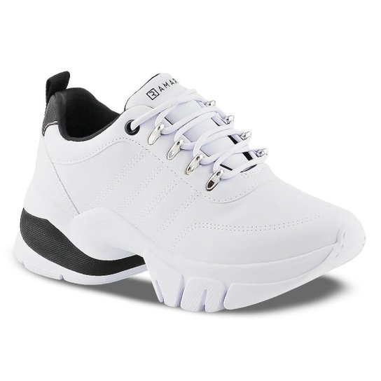 Tênis Ramarim Plataforma Chunky Sneaker Casual Feminino - Branco+Preto Menor preço em Tênis Ramarim Plataforma Chunky Sneaker Casual Feminino - Branco+Preto