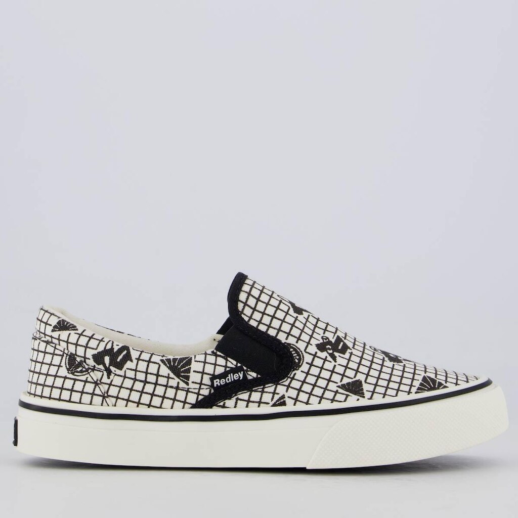 Tênis Redley Slip On Estampado Preto e Branco