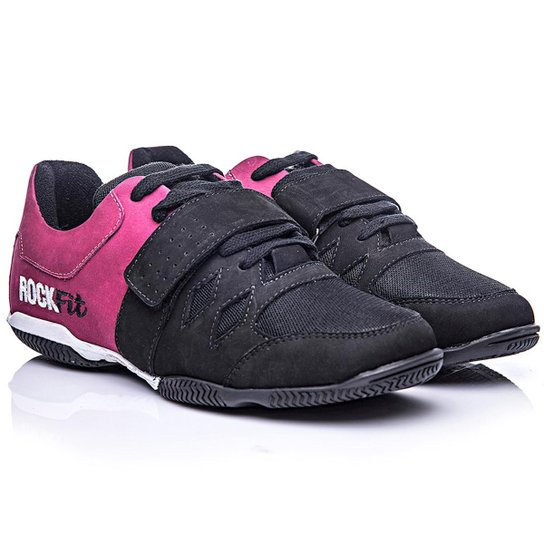Tênis rock fit grip para crossfit e lpo em couro Feminino - Preto+Rosa Menor preço em Tênis rock fit grip para crossfit e lpo em couro Feminino - Preto+Rosa
