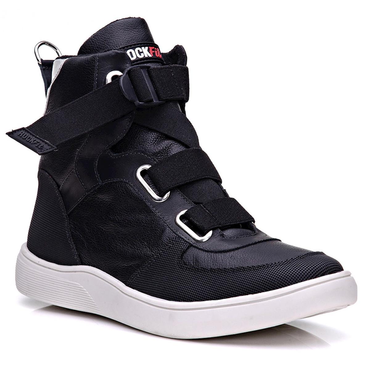 Tênis rock fit pearl jam em couro Feminino - Preto | Netshoes