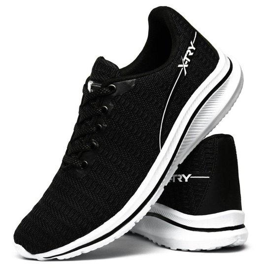 Tênis Running Caminhada Esporte SF Outlet X-Try Masculino - Preto+Branco Menor preço em Tênis Running Caminhada Esporte SF Outlet X-Try Masculino - Preto+Branco