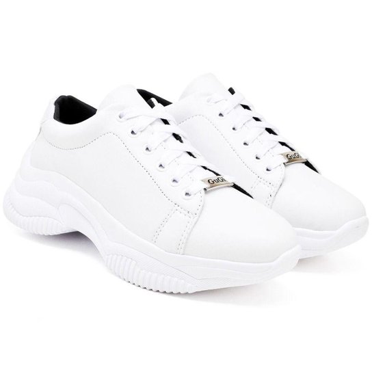 tênis salto plataforma feminino casual sneaker blogueira confortável - Branco Menor preço em tênis salto plataforma feminino casual sneaker blogueira confortável - Branco