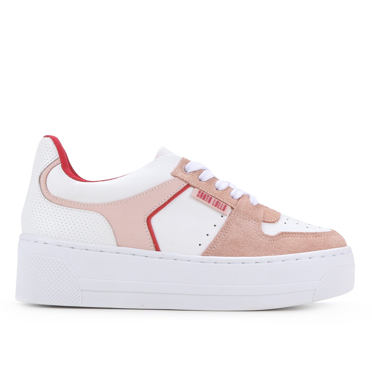 Tênis Santa Lolla Flatform Camurção Quartzo Feminino Branco+Rosa