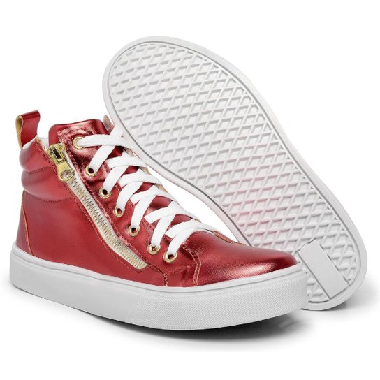 tenis sapatenis botinha cano alto super luxo slip on - Vermelho Menor preço em tenis sapatenis botinha cano alto super luxo slip on - Vermelho