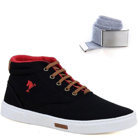 Menor preço em Tenis Sapatenis Botinha Casual Cano Alto Kit E Cinto Gorgorão - Preto