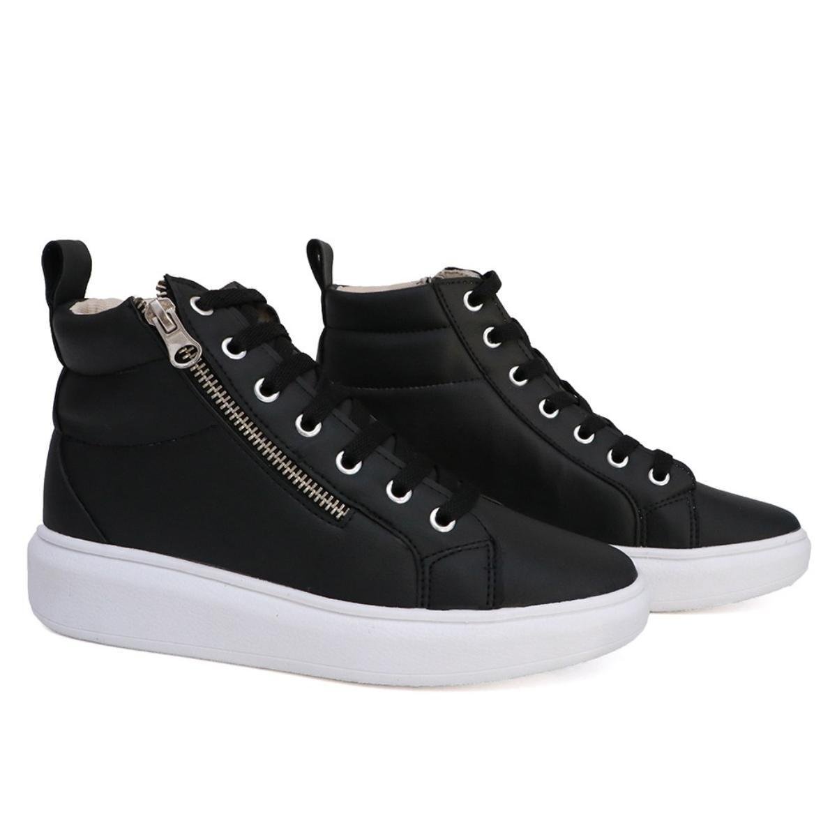 Tenis Sapatenis Cano Alto Feminino Ziper Lateral Botinha Casual Confortavel Macia Moderno Menor preço em Tenis Sapatenis Cano Alto Feminino Ziper Lateral Botinha Casual Confortavel Macia Moderno