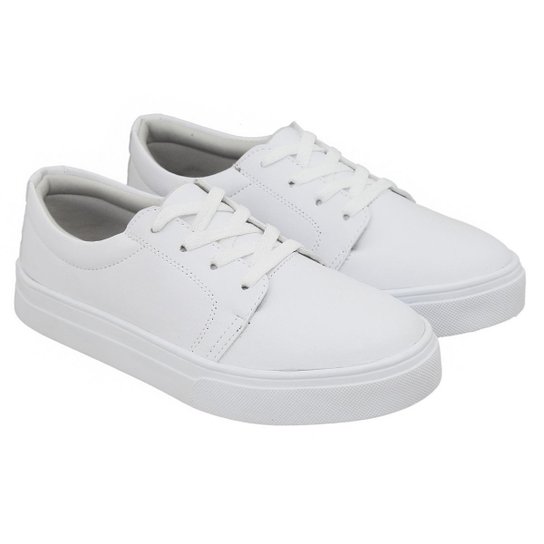 Tênis Sapatênis Casual Solado Borracha Confortável Feminino - Branco Menor preço em Tênis Sapatênis Casual Solado Borracha Confortável Feminino - Branco