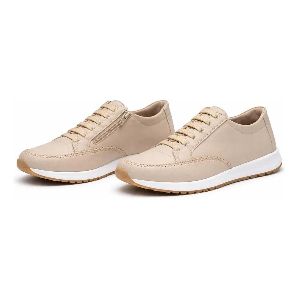 Tênis Sapatênis Feminino Casual Confort Premium com Zíper Lateral e Cadarço