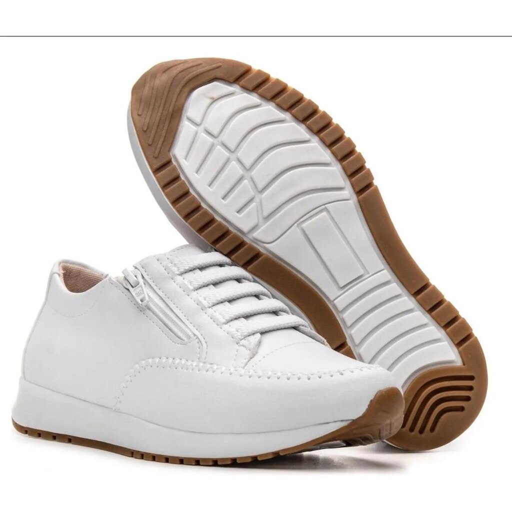Tênis Sapatênis Feminino Casual Confort Premium com Zíper Lateral e Cadarço