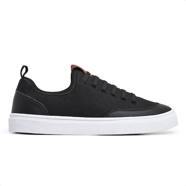 Tenis Sapatenis Masculino Preto Casual Cano Baixo Nylon Sola Reta Leve Confortável