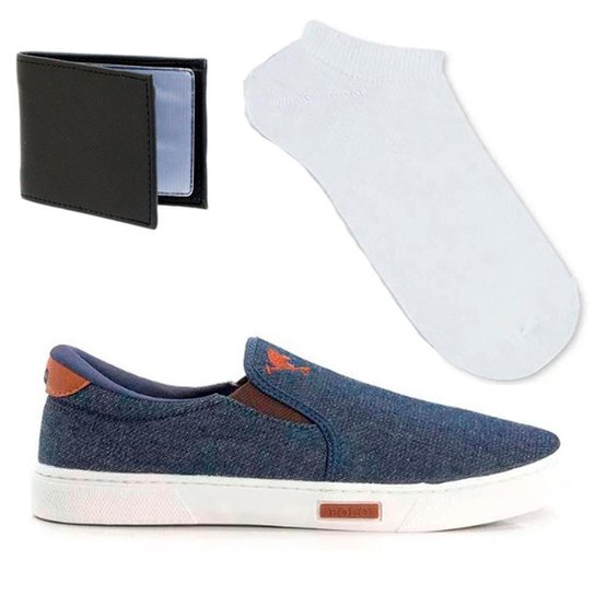 Tênis Sapatenis Sapato Iate Elastico Polo Joy Kit E Meia Branca E Carteira Slim - Azul Claro Menor preço em Tênis Sapatenis Sapato Iate Elastico Polo Joy Kit E Meia Branca E Carteira Slim - Azul Claro