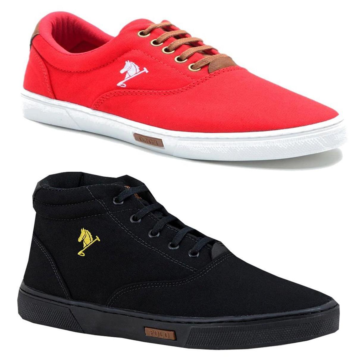 Tênis Sapatênis Sapato Polo Joy E Botinha Kit 2 Pares - Preto+Vermelho |  Netshoes