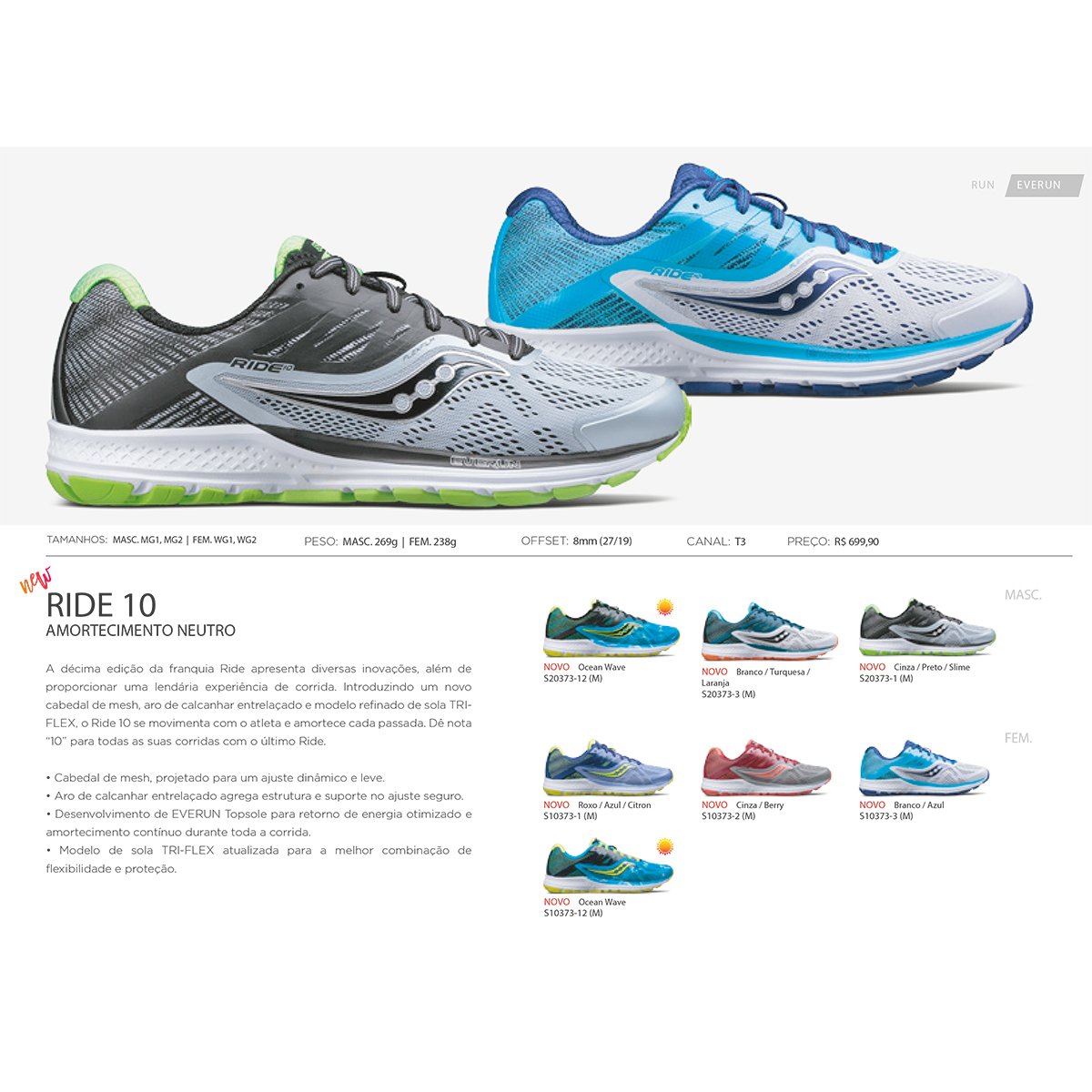 Tênis Saucony Ride 10 Cinza Masculino Tênis Saucony dqBxqr