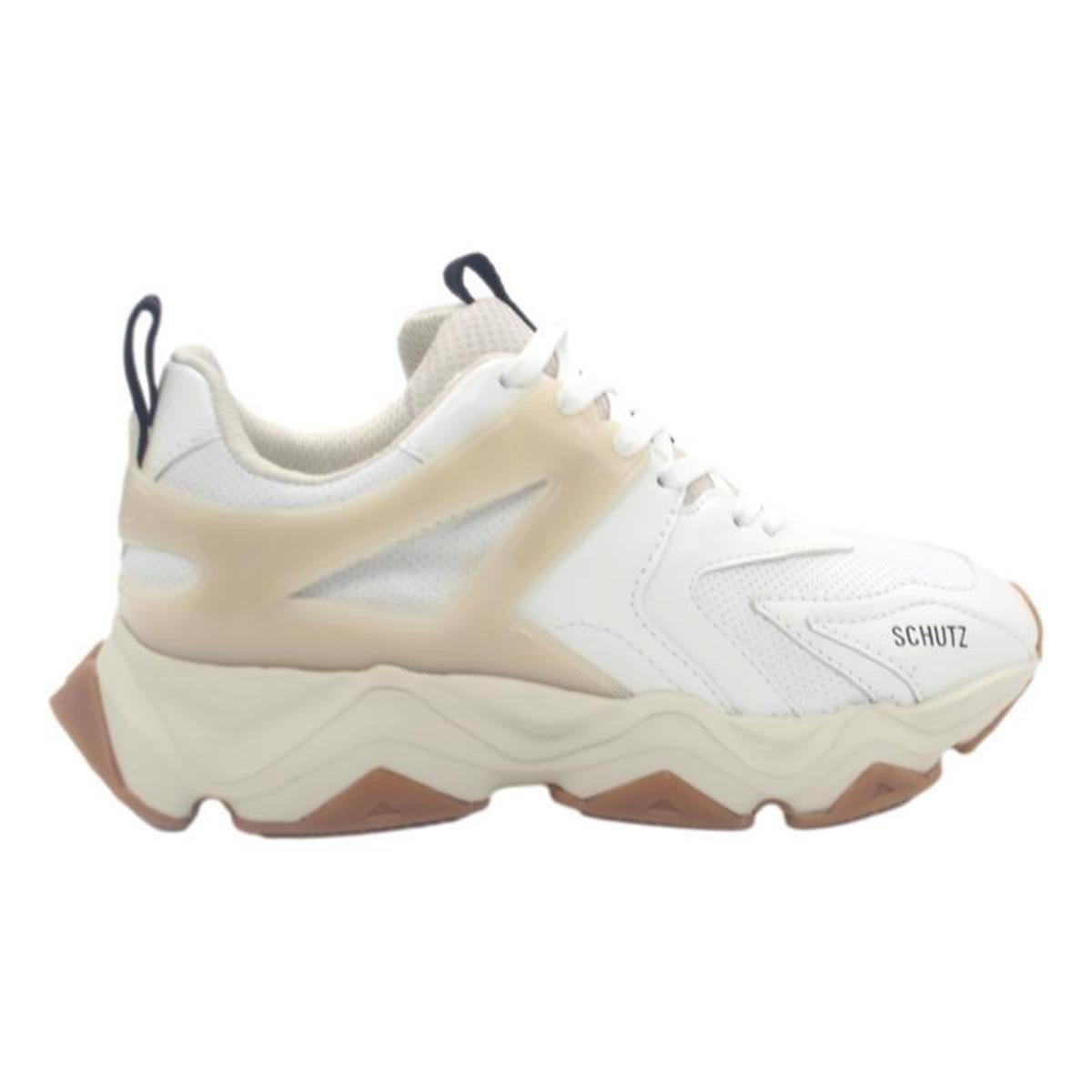 TÊNIS SCHUTZ COURO FEMININO S219110016 - Branco+Bege | Netshoes