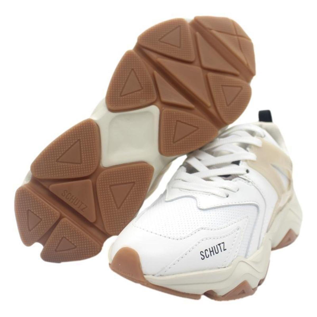 TÊNIS SCHUTZ COURO FEMININO S219110016 - Branco+Bege | Netshoes