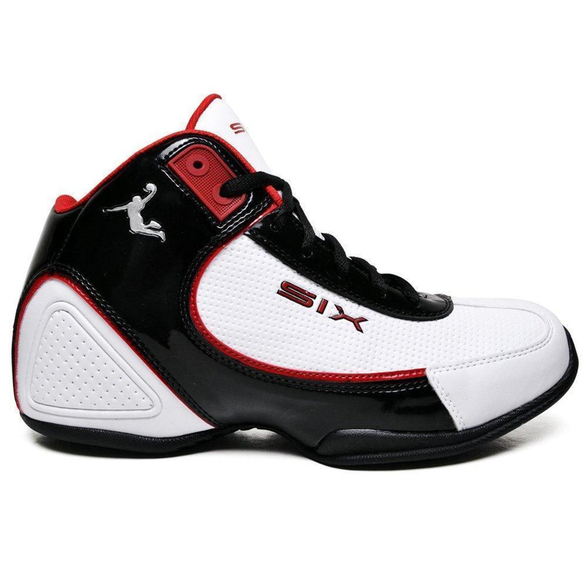 Tenis Six Street Charge - Branco Preto Vermelho Menor preço em Tenis Six Street Charge - Branco Preto Vermelho