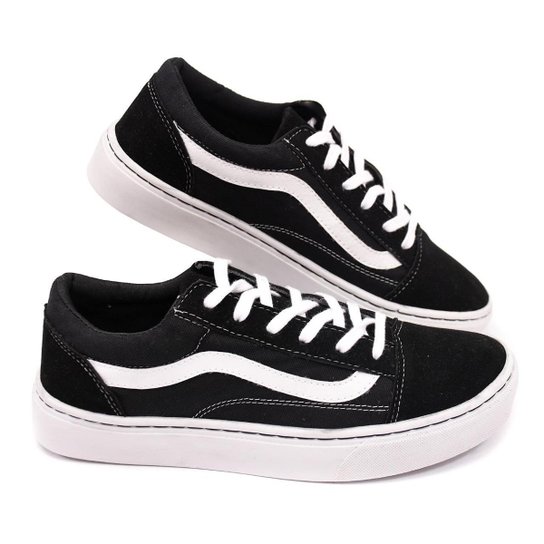 Tênis skatista old school feminino macio confortável Casual reforçado ótimo preço Envio rápido - Preto Menor preço em Tênis skatista old school feminino macio confortável Casual reforçado ótimo preço Envio rápido - Preto