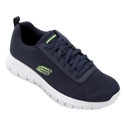Tênis Skechers Burns Brantley Masculino - Marinho+Verde Menor preço em Tênis Skechers Burns Brantley Masculino - Marinho+Verde