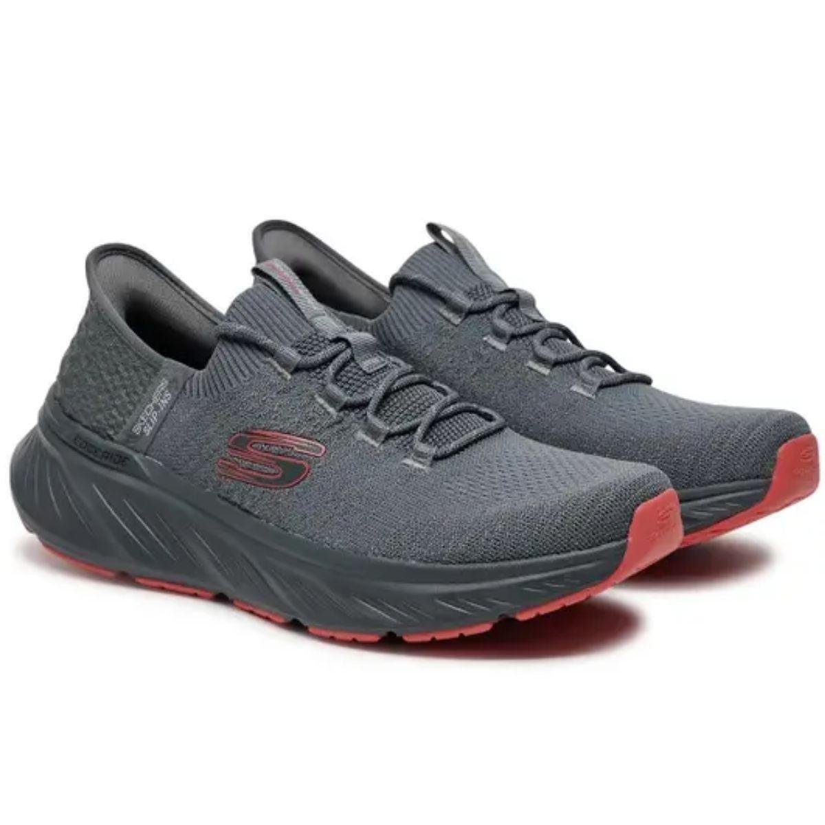 Tenis Skechers Cinza Laranja Masculino Original 232932 - Cinza