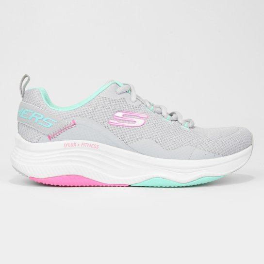 Tênis Skechers D'Lux Fitness - Roam Free Feminino - Cinza Menor preço em Tênis Skechers D'Lux Fitness - Roam Free Feminino - Cinza