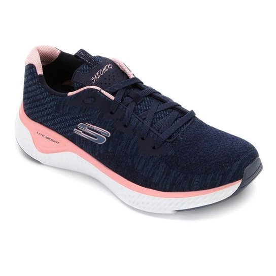 Tênis Skechers Feminino Solar Fuse Brisk Escape - Marinho+Rosa Claro Menor preço em Tênis Skechers Feminino Solar Fuse Brisk Escape - Marinho+Rosa Claro