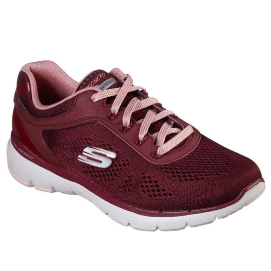 Tênis Skechers Flex Appeal 3.0 Moving Fast Running Feminino - Vinho Menor preço em Tênis Skechers Flex Appeal 3.0 Moving Fast Running Feminino - Vinho