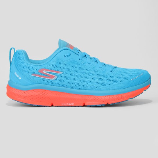Tênis Skechers Go Run Ride 9 Masculino - Azul+Laranja Menor preço em Tênis Skechers Go Run Ride 9 Masculino - Azul+Laranja