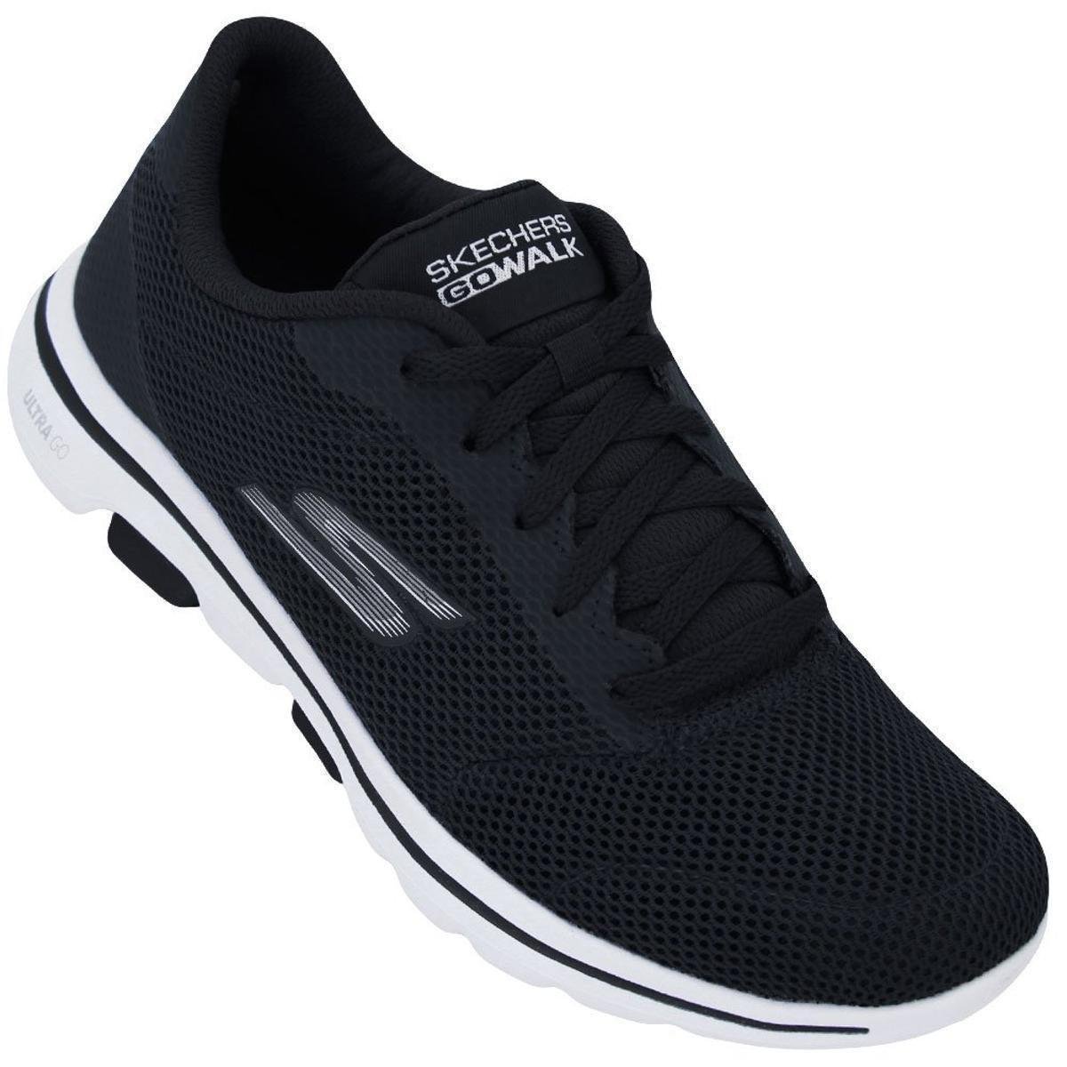 Tênis Skechers Go Walk 5 Lucky Feminino Preto e Branco Netshoes