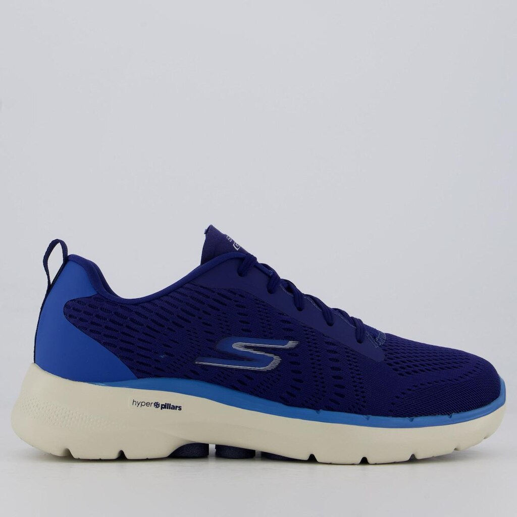 Tênis Skechers Go Walk 6 Marinho e Off White