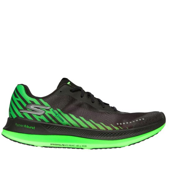 Tênis Skechers GOrun Razor Excess Masculino - Preto+verde Menor preço em Tênis Skechers GOrun Razor Excess Masculino - Preto+verde