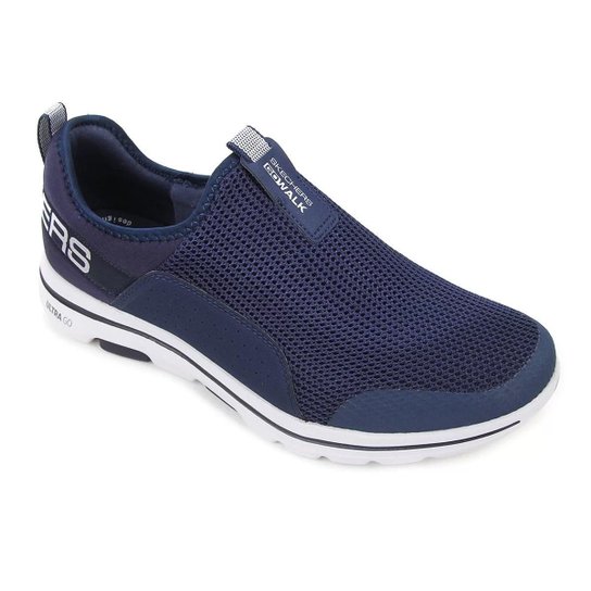 Tênis Skechers Masculino Slip On Go Walk 5 - Downdraft - Marinho+Cinza Menor preço em Tênis Skechers Masculino Slip On Go Walk 5 - Downdraft - Marinho+Cinza