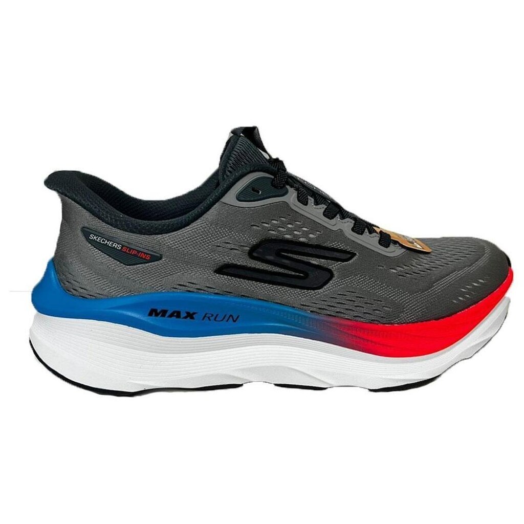 Tênis Skechers Max Run Cinza e Branco Masculino