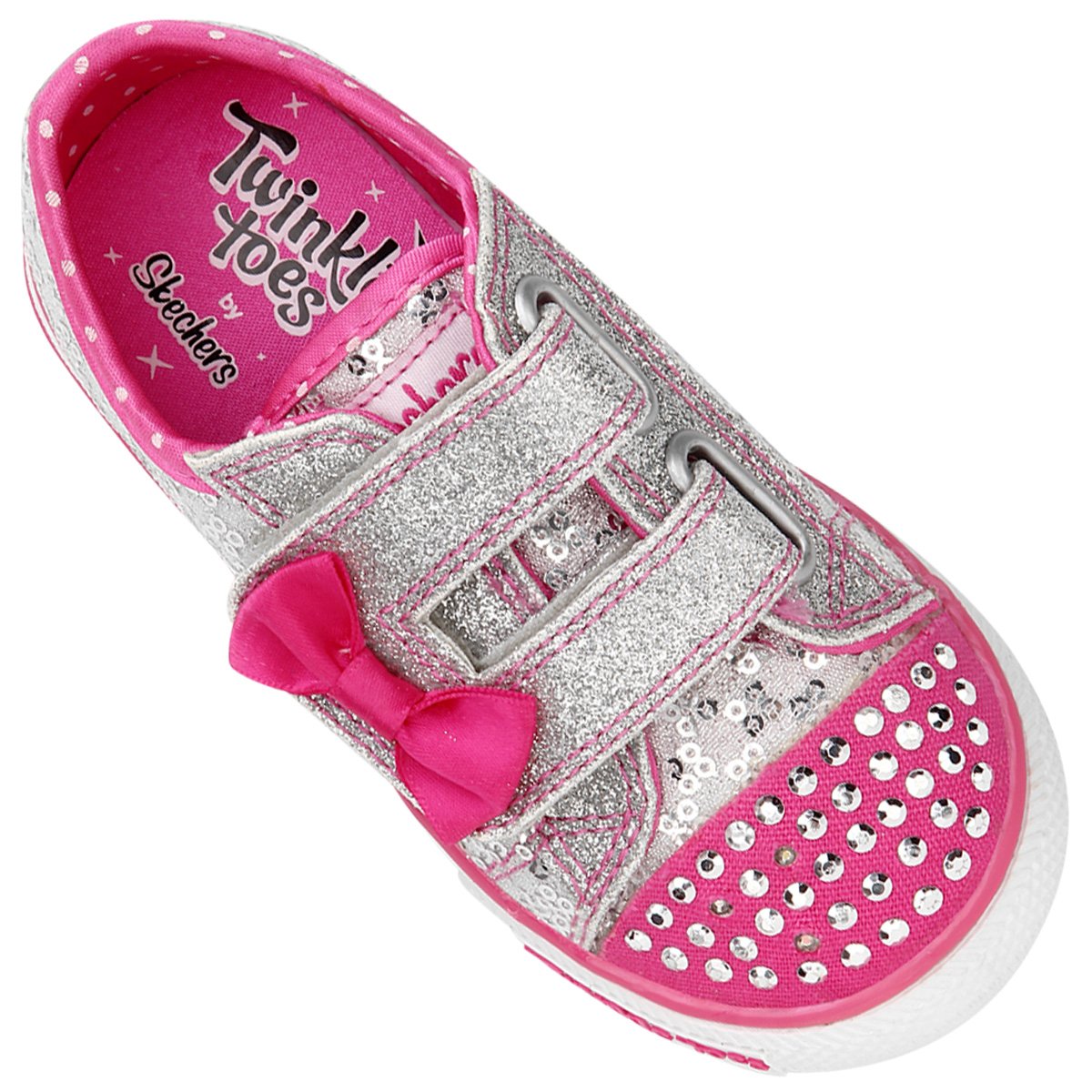Tênis Skechers Twinkle Toes Shuffles Infantil - Prata+Pink | Netshoes