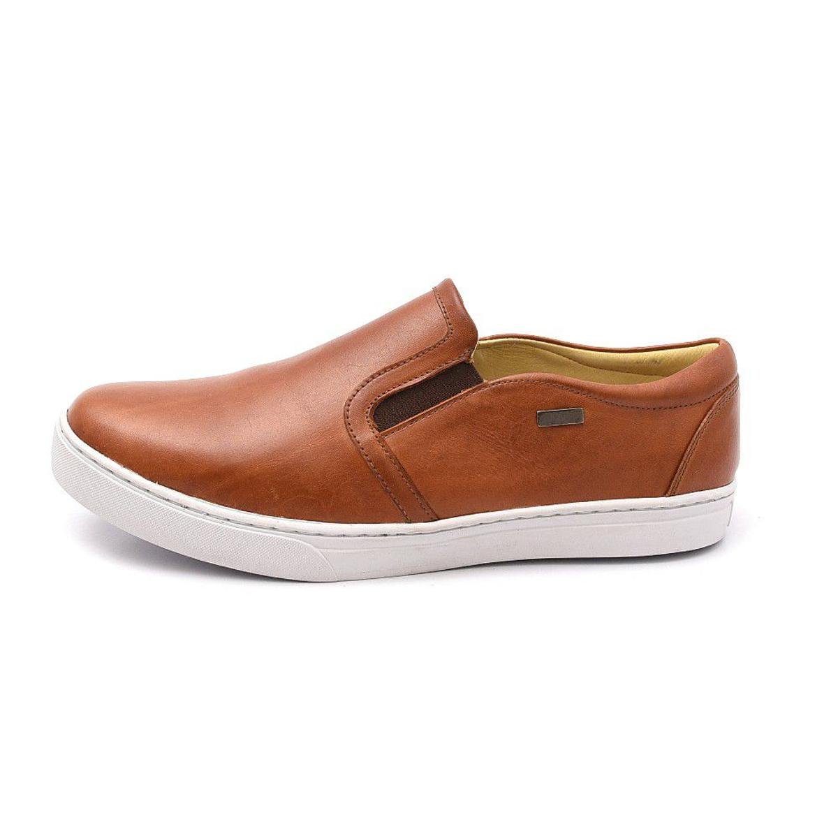Tênis Slip On 3LS3 Couro Masculino - Marrom | Netshoes