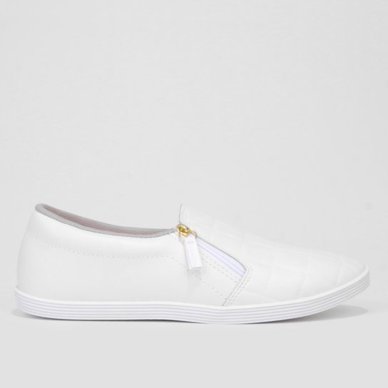 Tênis Slip On Beira Rio Zíper Feminino - Branco Menor preço em Tênis Slip On Beira Rio Zíper Feminino - Branco