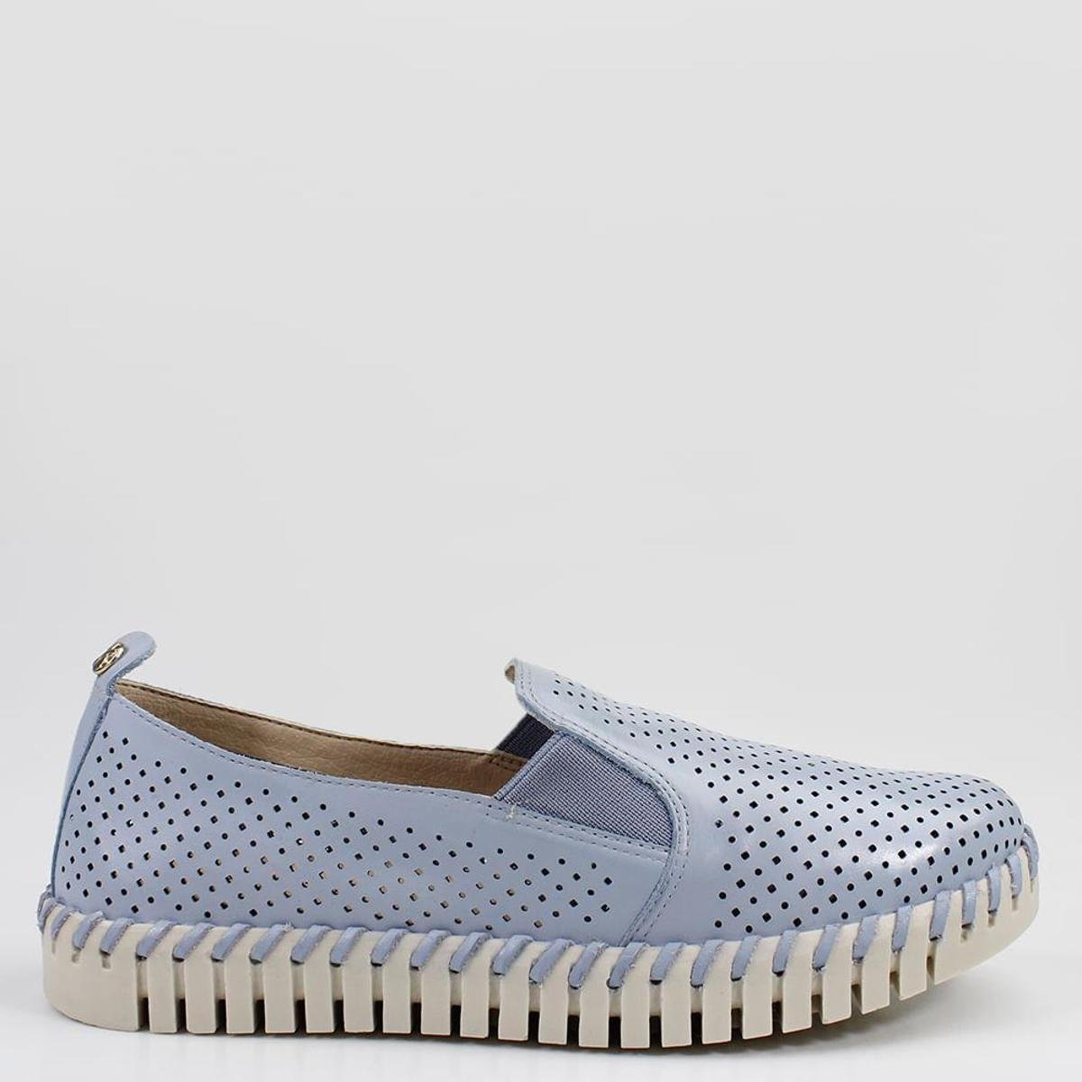 Tênis Slip On Bottero Couro Feminino - Azul | Netshoes