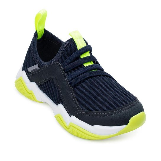 Tênis Slip On Camin Infantil CM-24509 - Marinho+Amarelo Menor preço em Tênis Slip On Camin Infantil CM-24509 - Marinho+Amarelo
