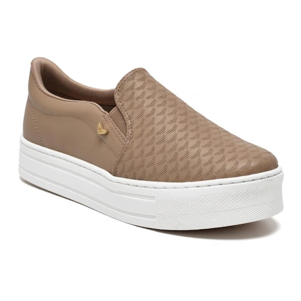 Tênis Slip On Casual Feminino Via Marte 010-035-01 Bege