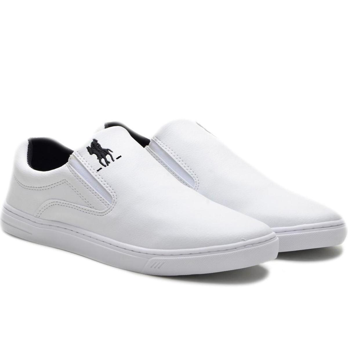 Tênis Slip On Casual Masculino Polo Plus - Branco | Netshoes