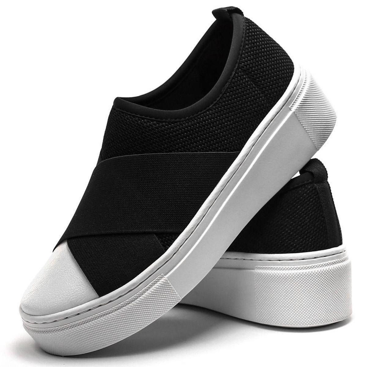 Tênis Slip On Casual Sapatofran Meghan Feminino - Preto | Netshoes