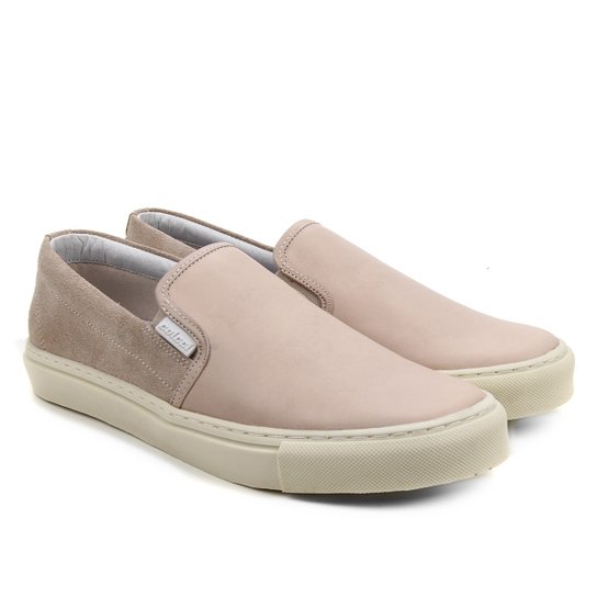 Tênis Slip On Couro Colcci Paulo Masculino - Areia Menor preço em Tênis Slip On Couro Colcci Paulo Masculino - Areia