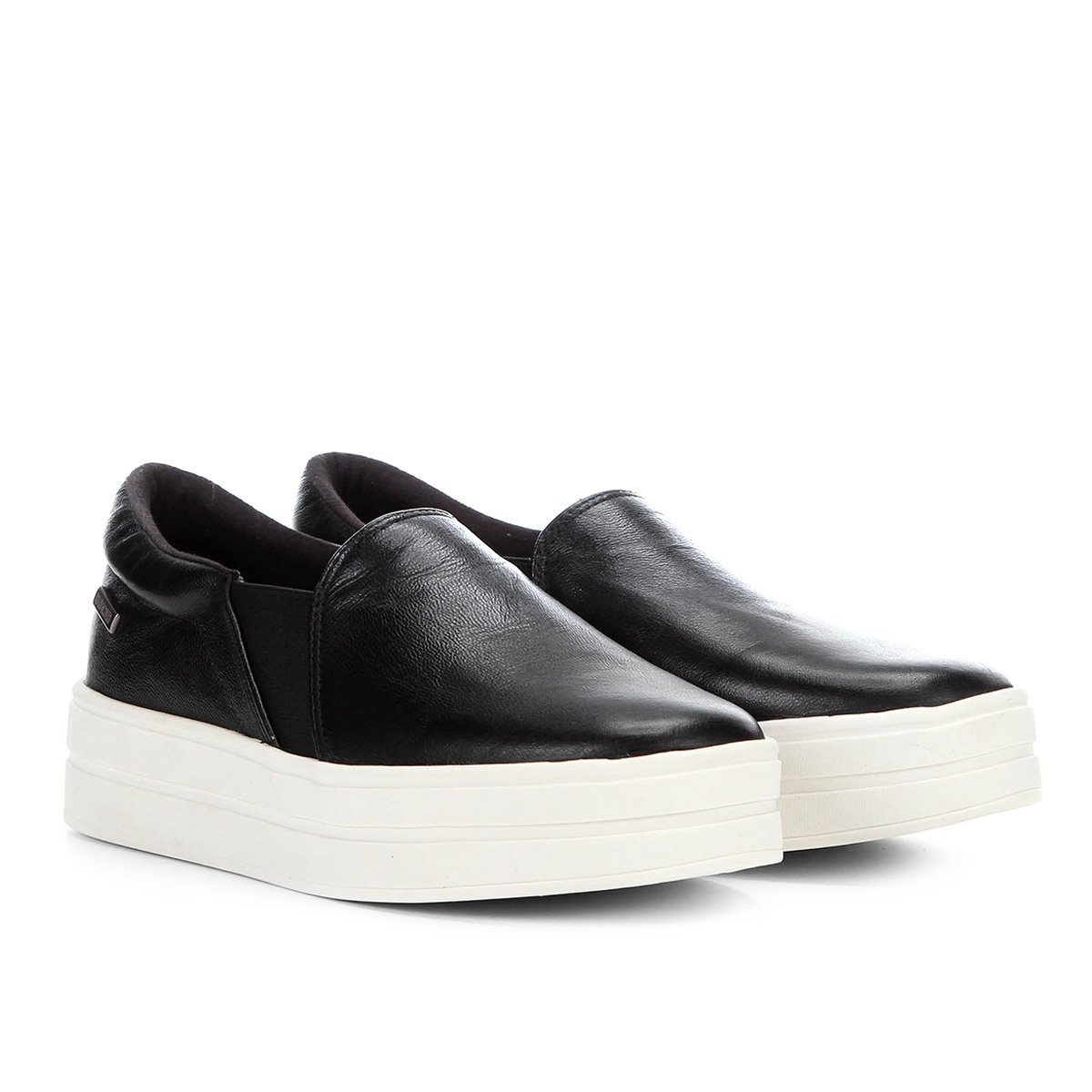 Tênis Slip On Couro Dumond Flatform Feminino - Preto | Netshoes