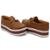 Tênis Slip On Detalhe Metal Feminino Elástico Lateral e Sola Alta Leve - Marrom